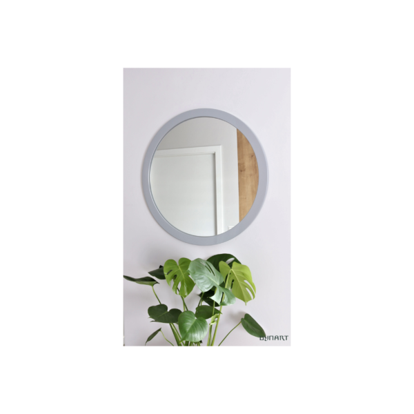 Lustro Okrągłe w Szarej Ramie