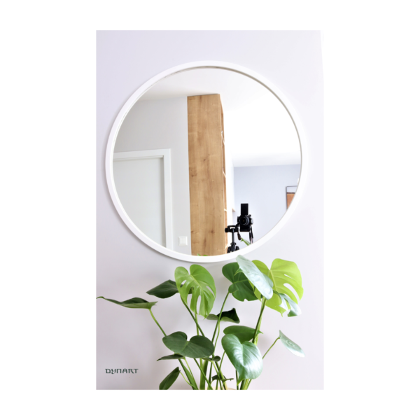 Lustro Okrągłe w Białej Ramie