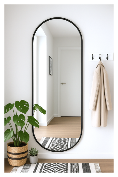 Lustro Owalne w Czarnej Ramie