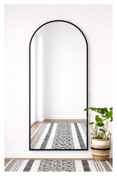 Lustro Arkadowe w Czarnej Ramie Półowalne