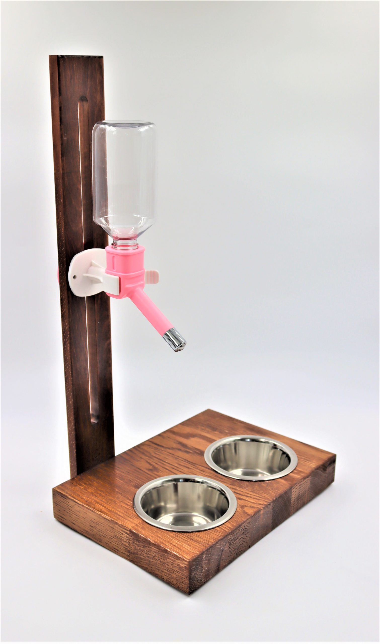 Brązowe poidło na stojaku drewnianym podwójne miejsce na miski 4 Brązowe poidło na stojaku drewnianym podwójne miejsce na miski - obrazek 4