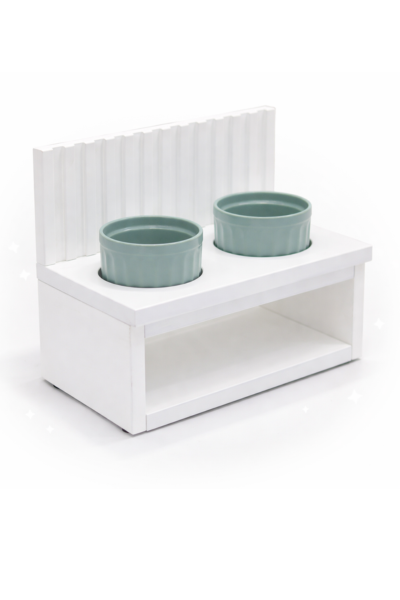 Wyprzedaż Biały bufet dla psa lub kota miska ceramiczna